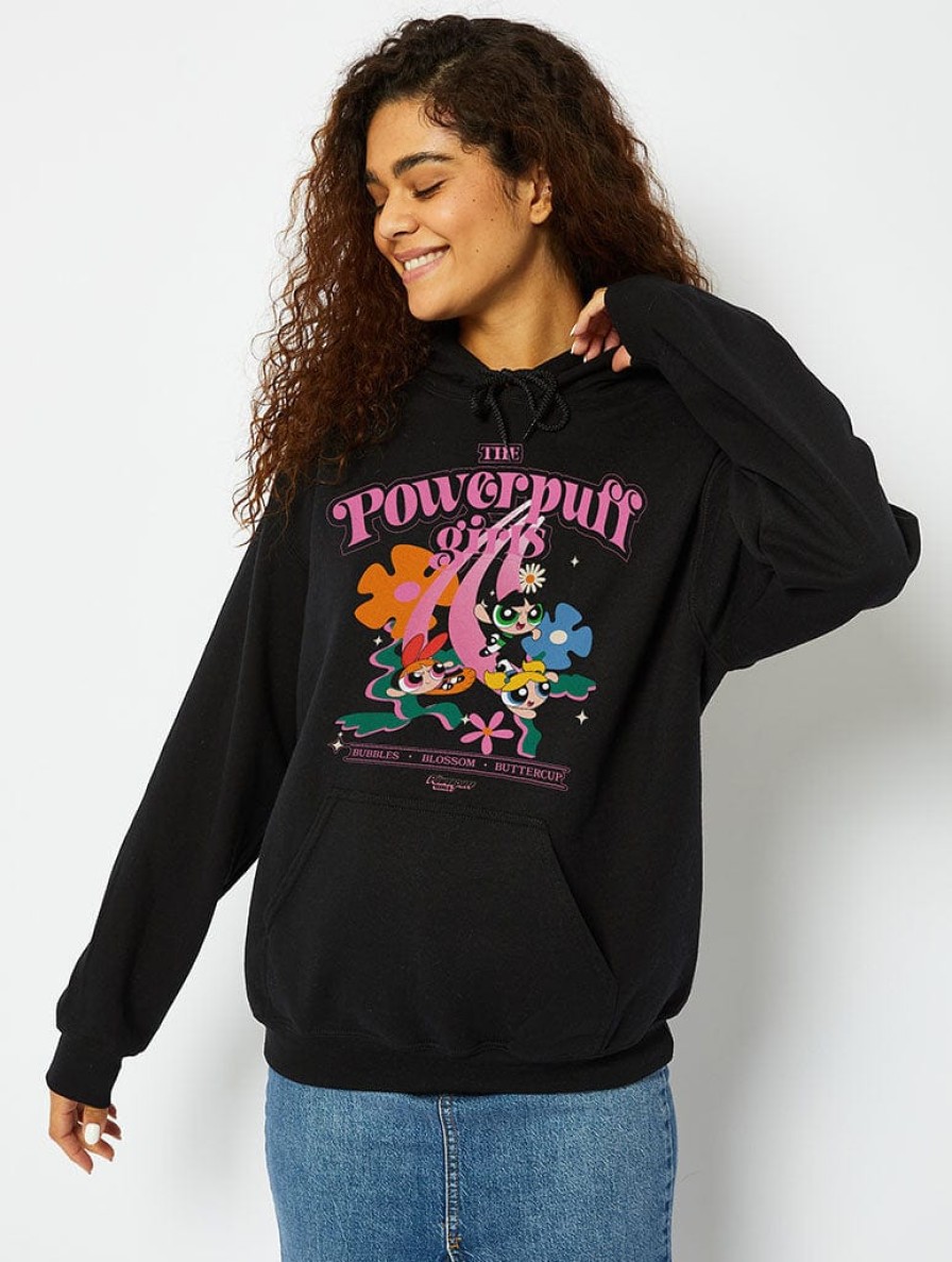 Skinnydip London Powerpuff Girls X Skinnydip Retro Print Hoodie In Black Loungewear