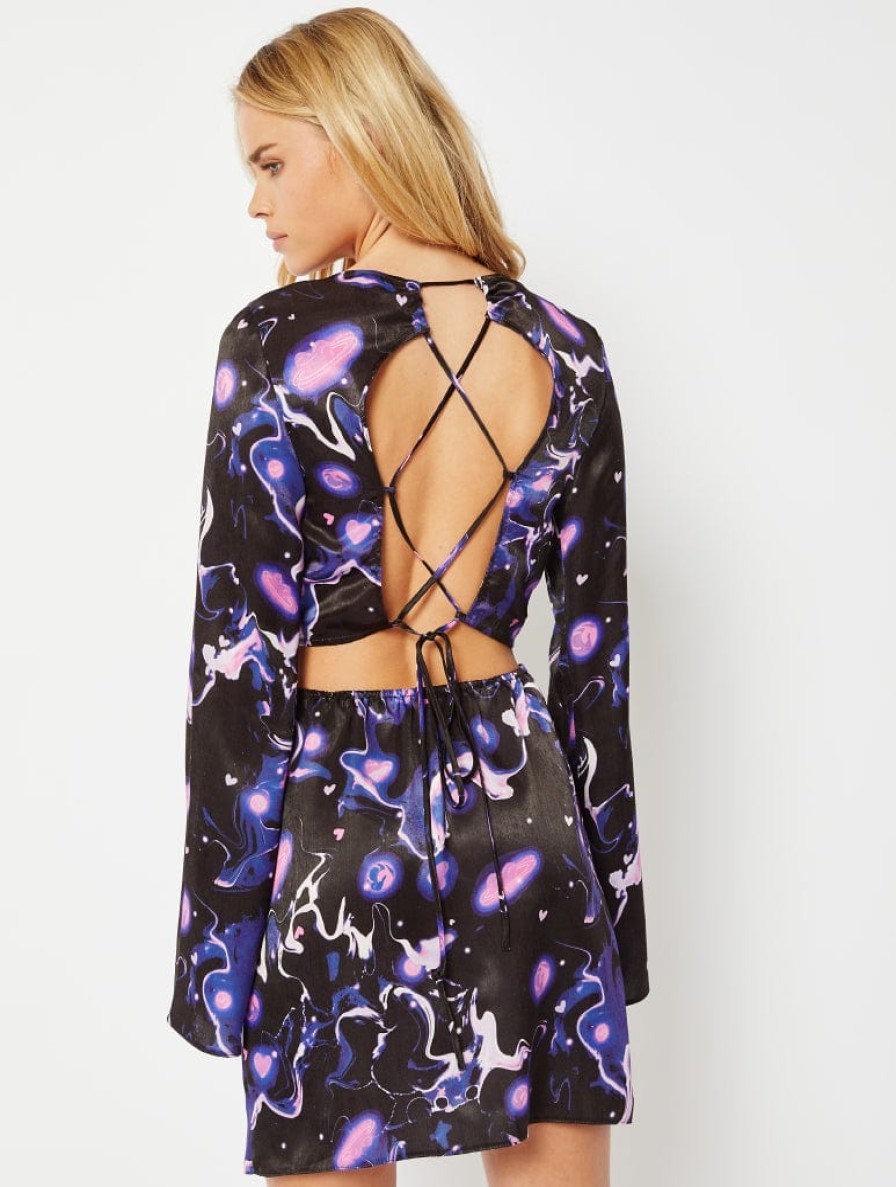 Skinnydip London Galaxy Print Purple Mini Dress Dresses