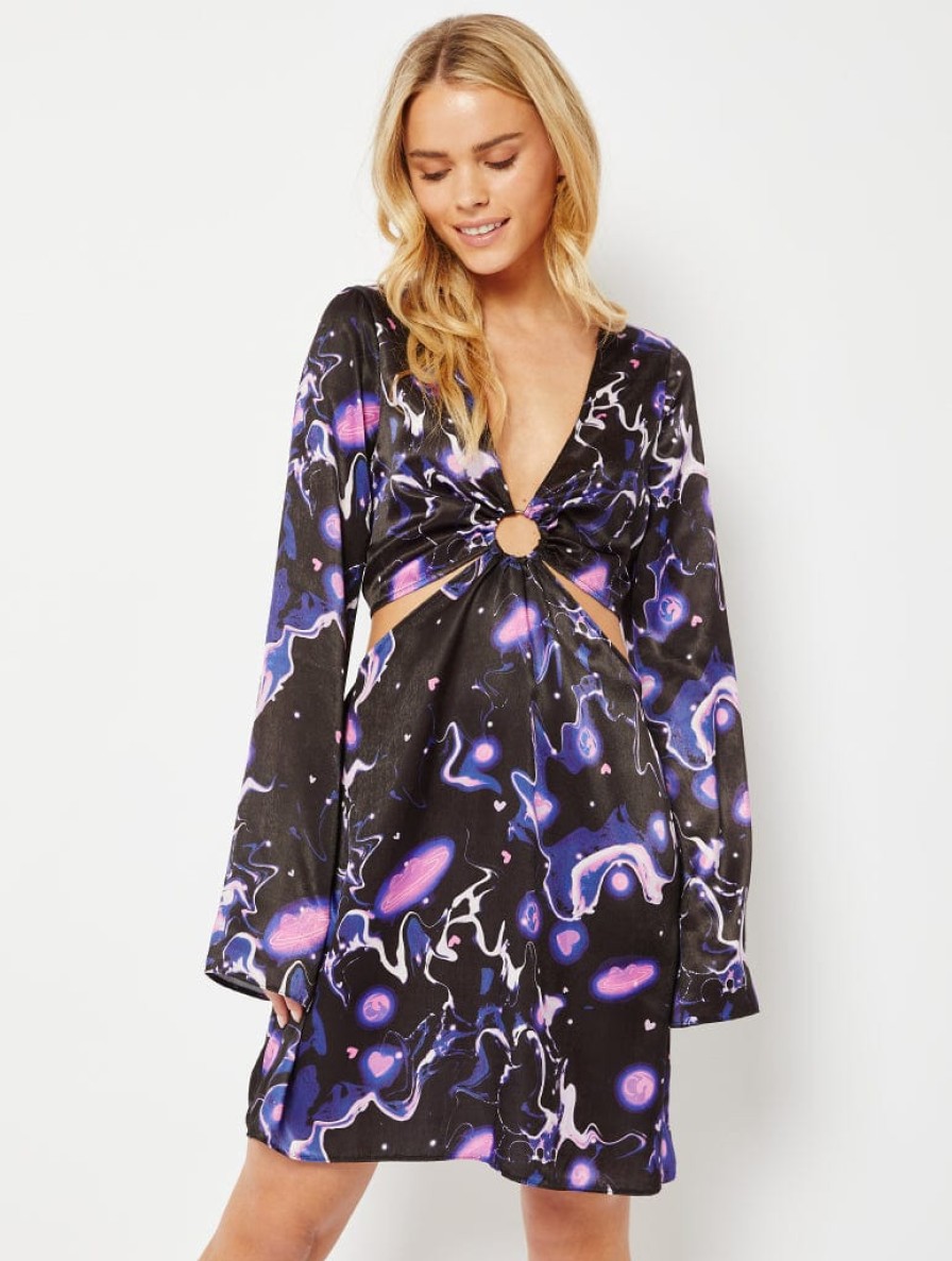 Skinnydip London Galaxy Print Purple Mini Dress Dresses