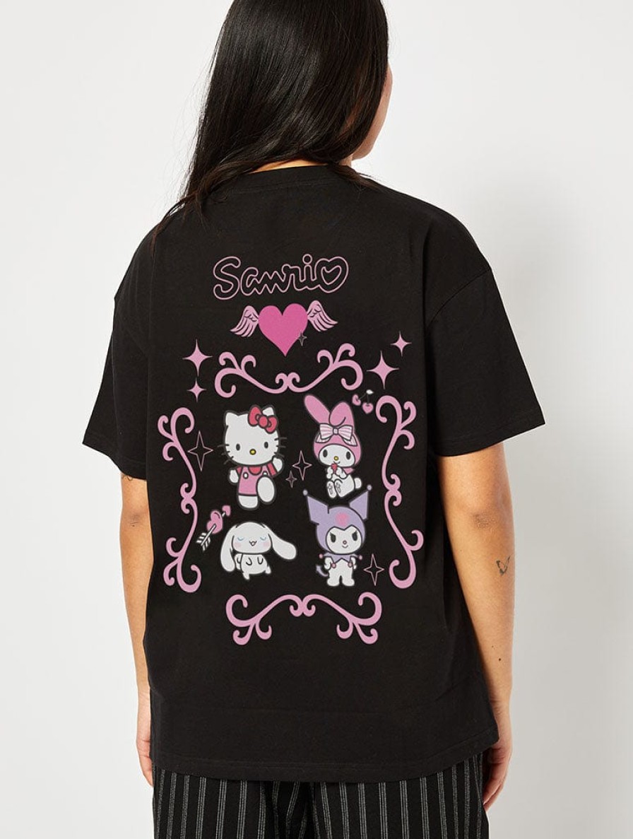 Skinnydip London Hello Kitty X Skinnydip Mixed Character T-Shirt In Black Shop All Clothing