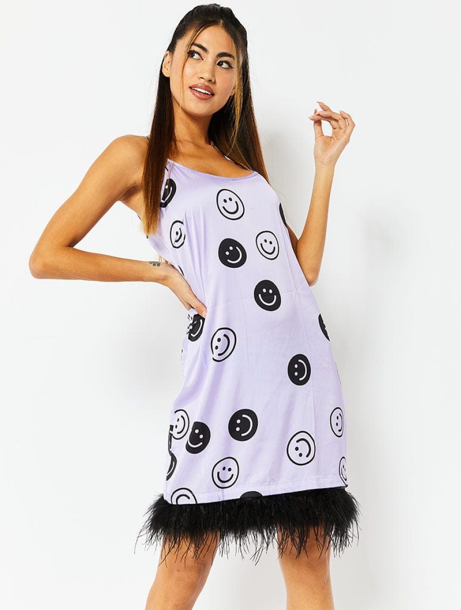 Skinnydip London Lilac & Black Happy Face Nightdress Nightwear