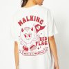 Skinnydip London Walking Red Flag T-Shirt In White Tops & T-Shirts