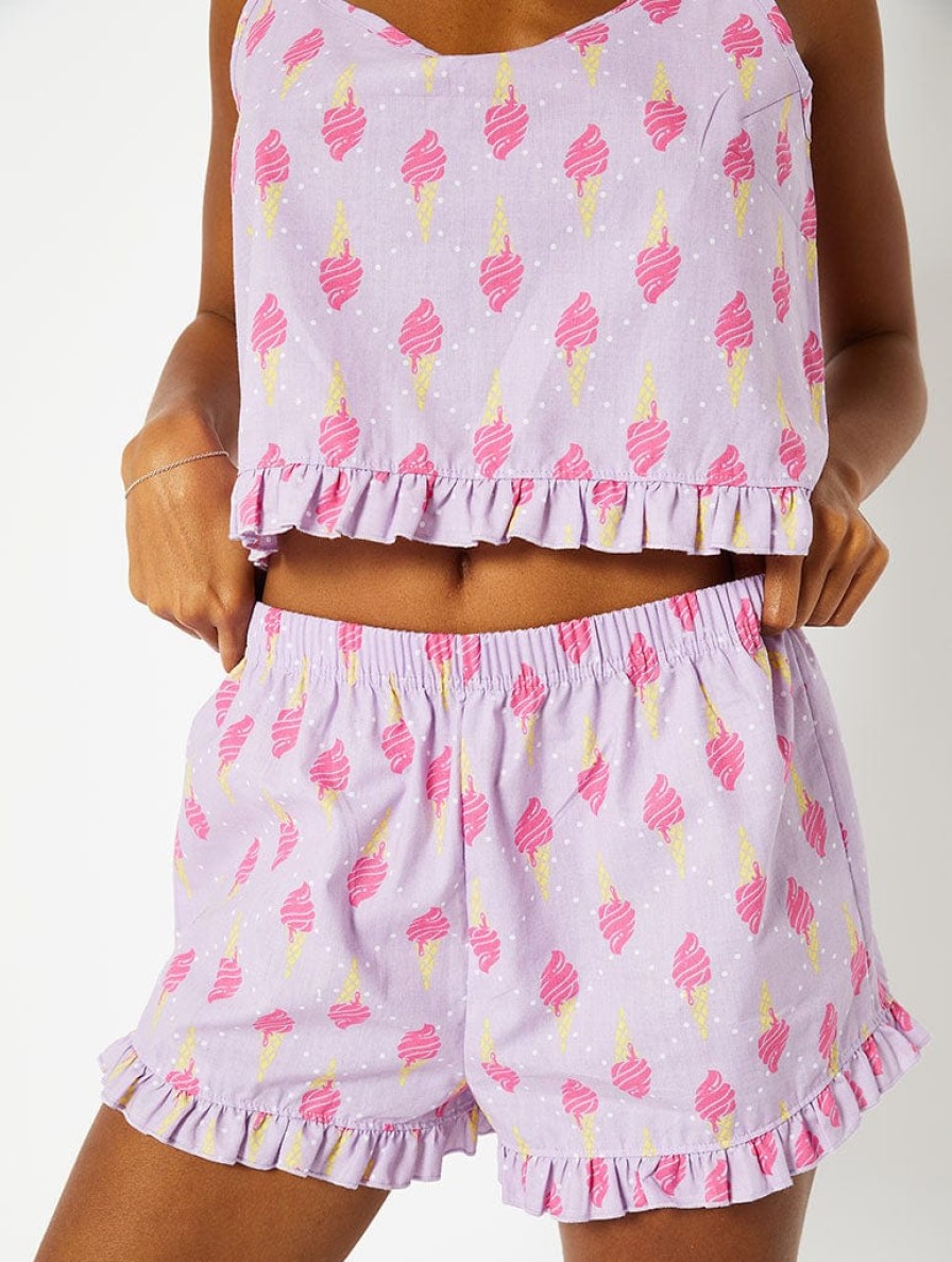 Skinnydip London Ice Cream Print Frilly Cami Short Pyjama Set Nightwear