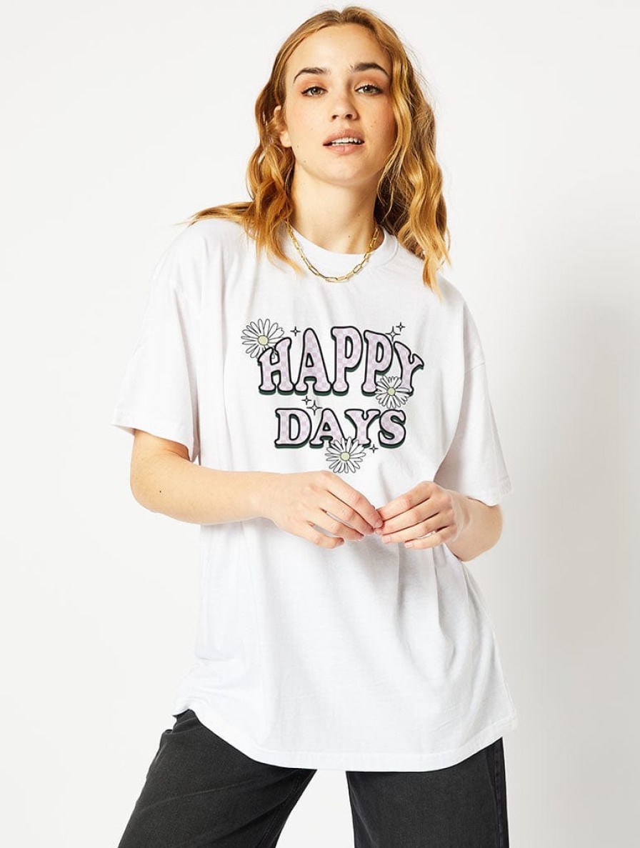 Skinnydip London Happy Days White T-Shirt Tops & T-Shirts