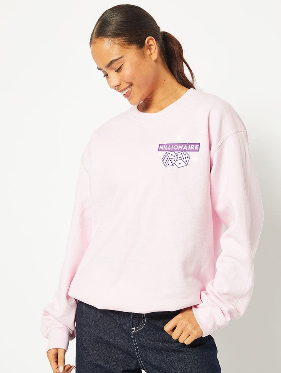 Skinnydip London Nillionaire Sweatshirt In Pink Hoodies & Sweatshirts