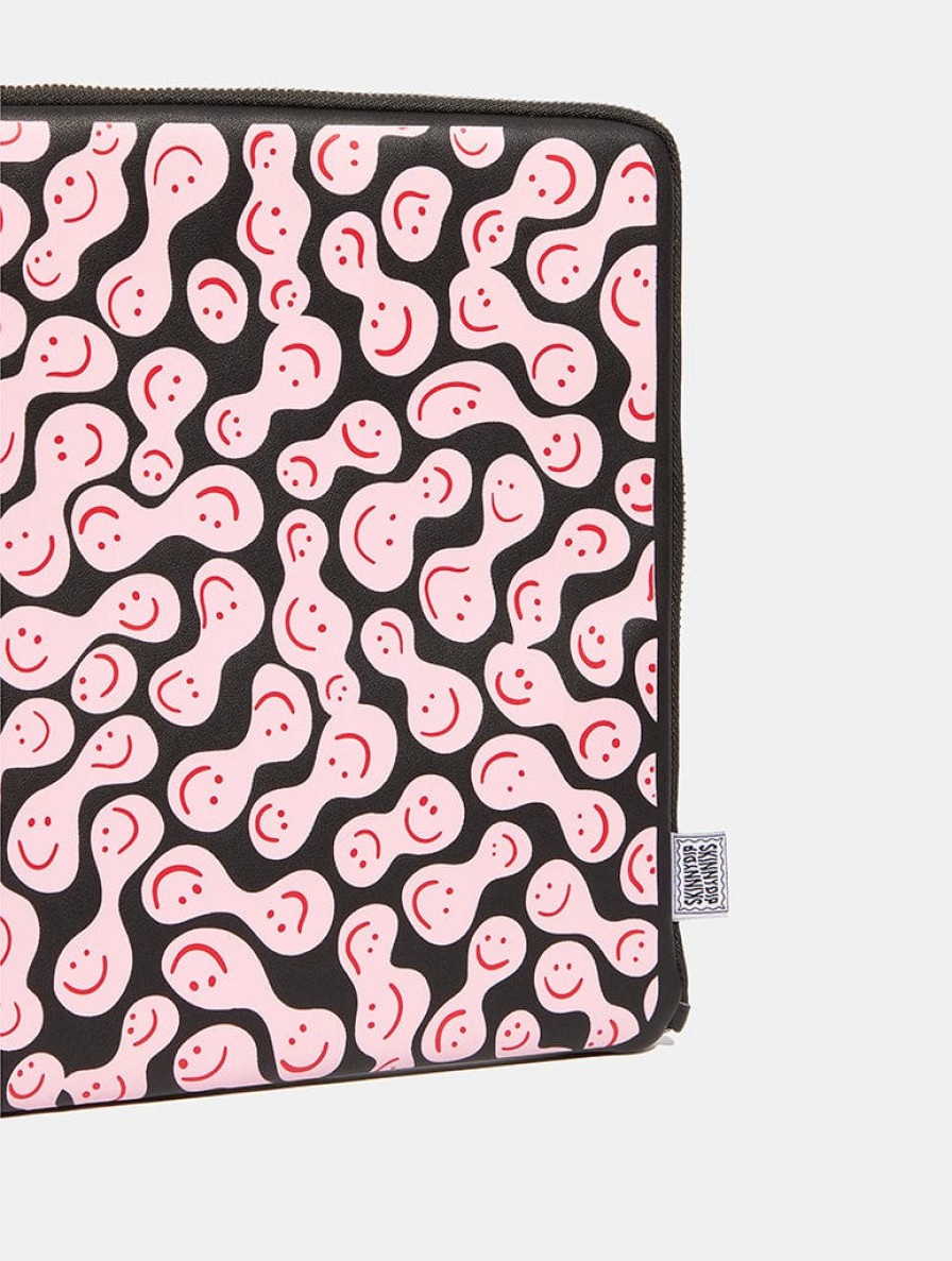 Skinnydip London Pink & Red Warped Happy Face Laptop Case Shop All Tech Accessories