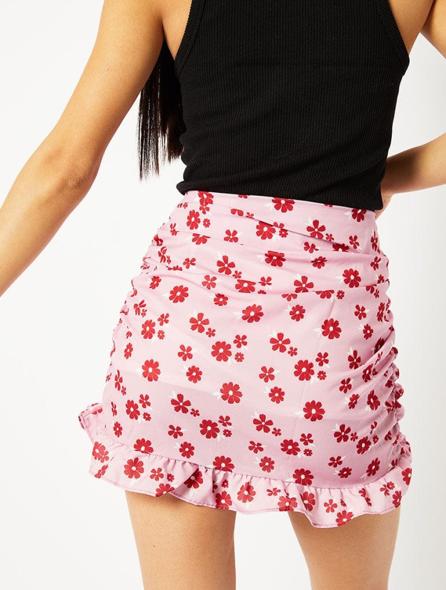 Skinnydip London Summer Blossom Ruched Mini Skirt Bottoms