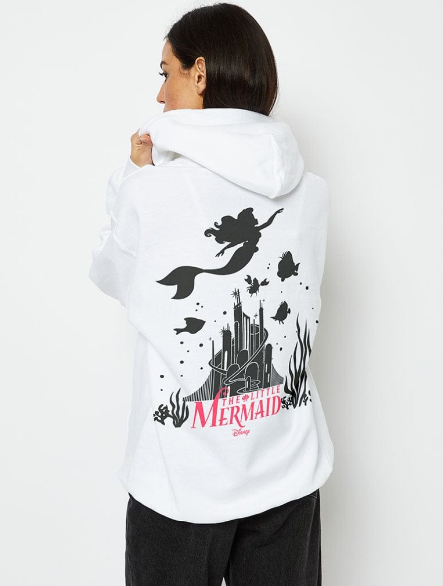 Skinnydip London Disney The Little Mermaid Poster Hoodie In White Shop All Clothing