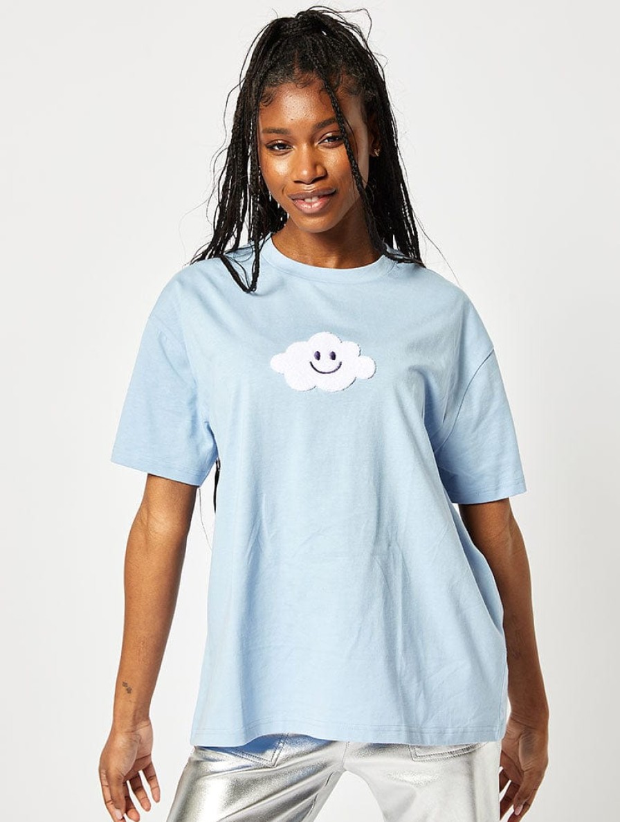 Skinnydip London Head In The Clouds Oversized T-Shirt In Blue Tops & T-Shirts