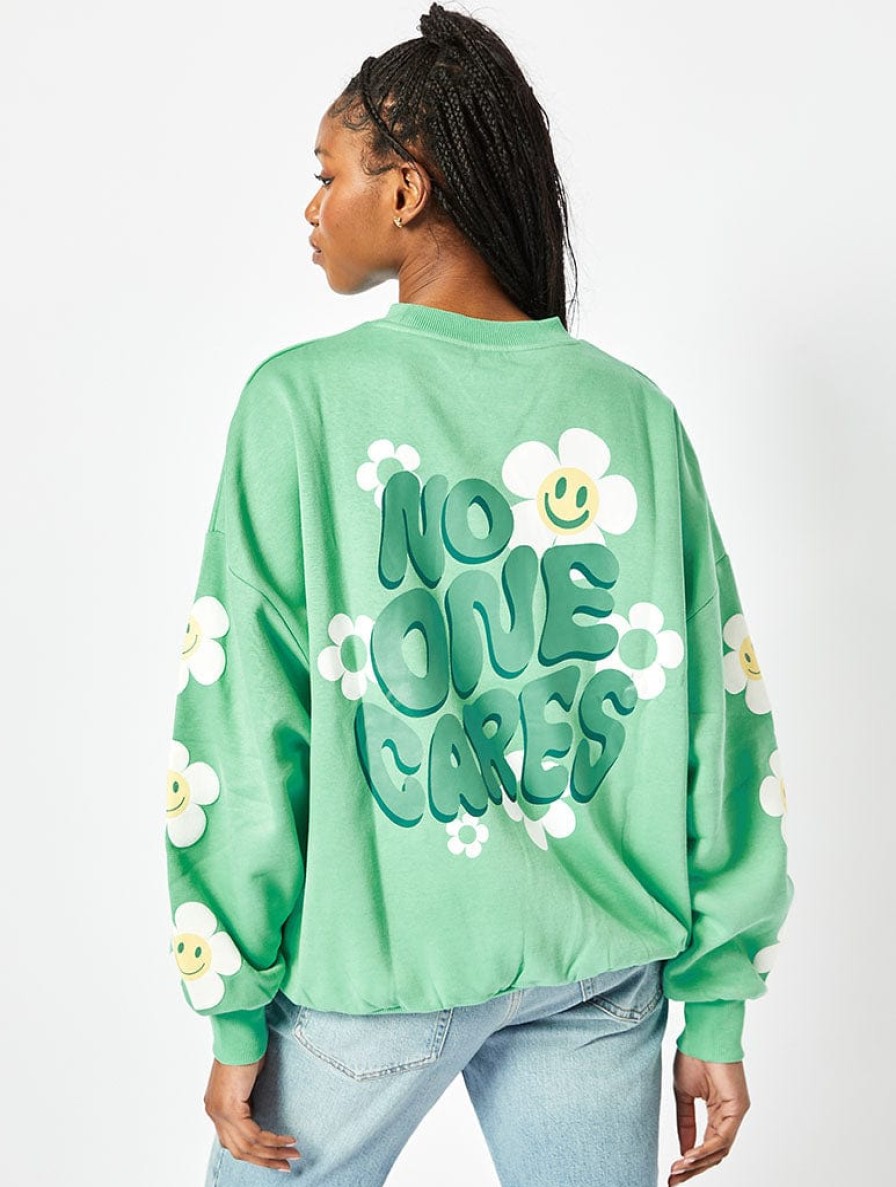 Skinnydip London No One Cares Oversized Sweatshirt In Washed Green Loungewear