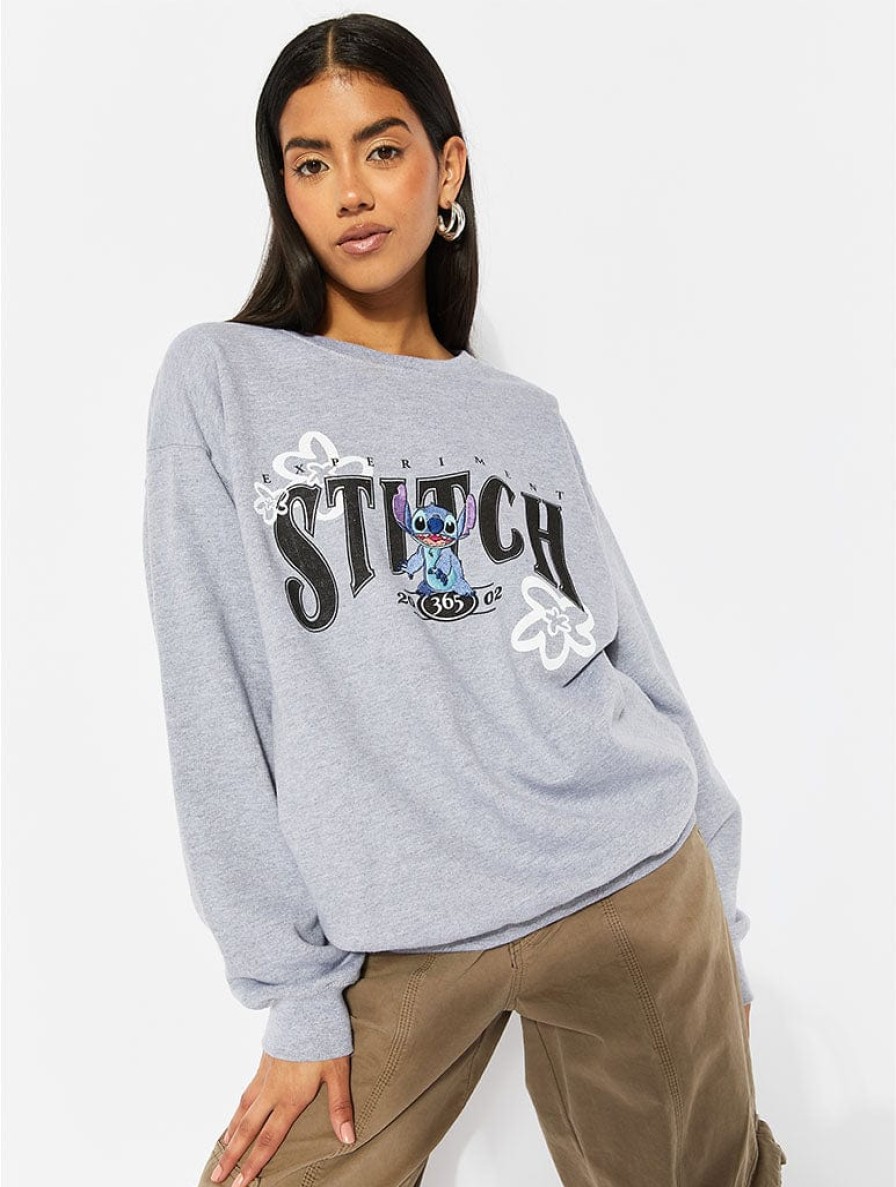 Skinnydip London Disney Stitch Experiment Grey Logo Sweater Hoodies & Sweatshirts