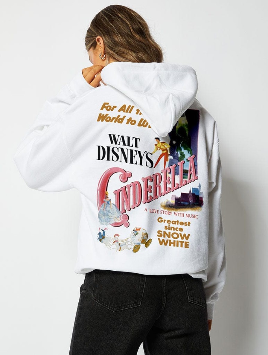 Skinnydip London Disney Cinderella Vintage Poster Hoodie In White Loungewear