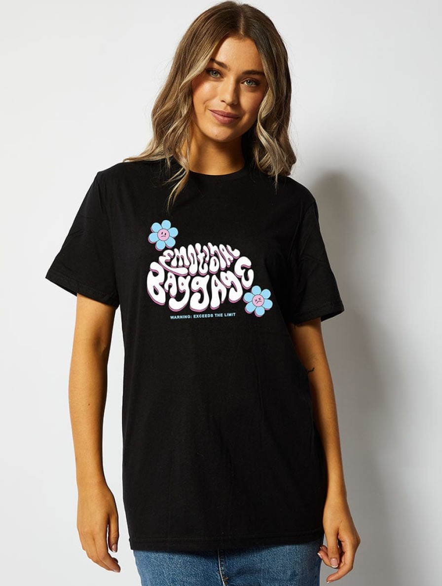 Skinnydip London Emotional Baggage T-Shirt In Black Tops & T-Shirts