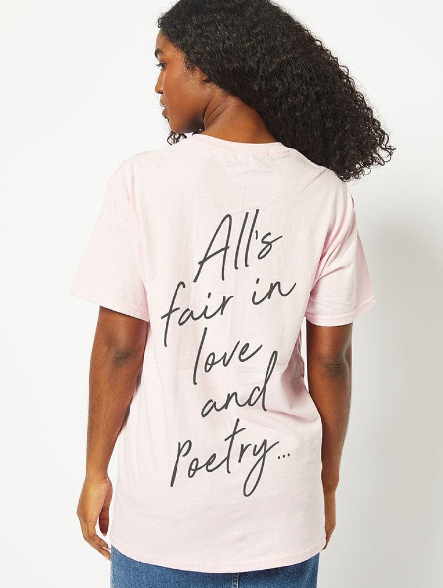 Skinnydip London All'S Fair In Love & Poetry T-Shirt In Pink Tops & T-Shirts