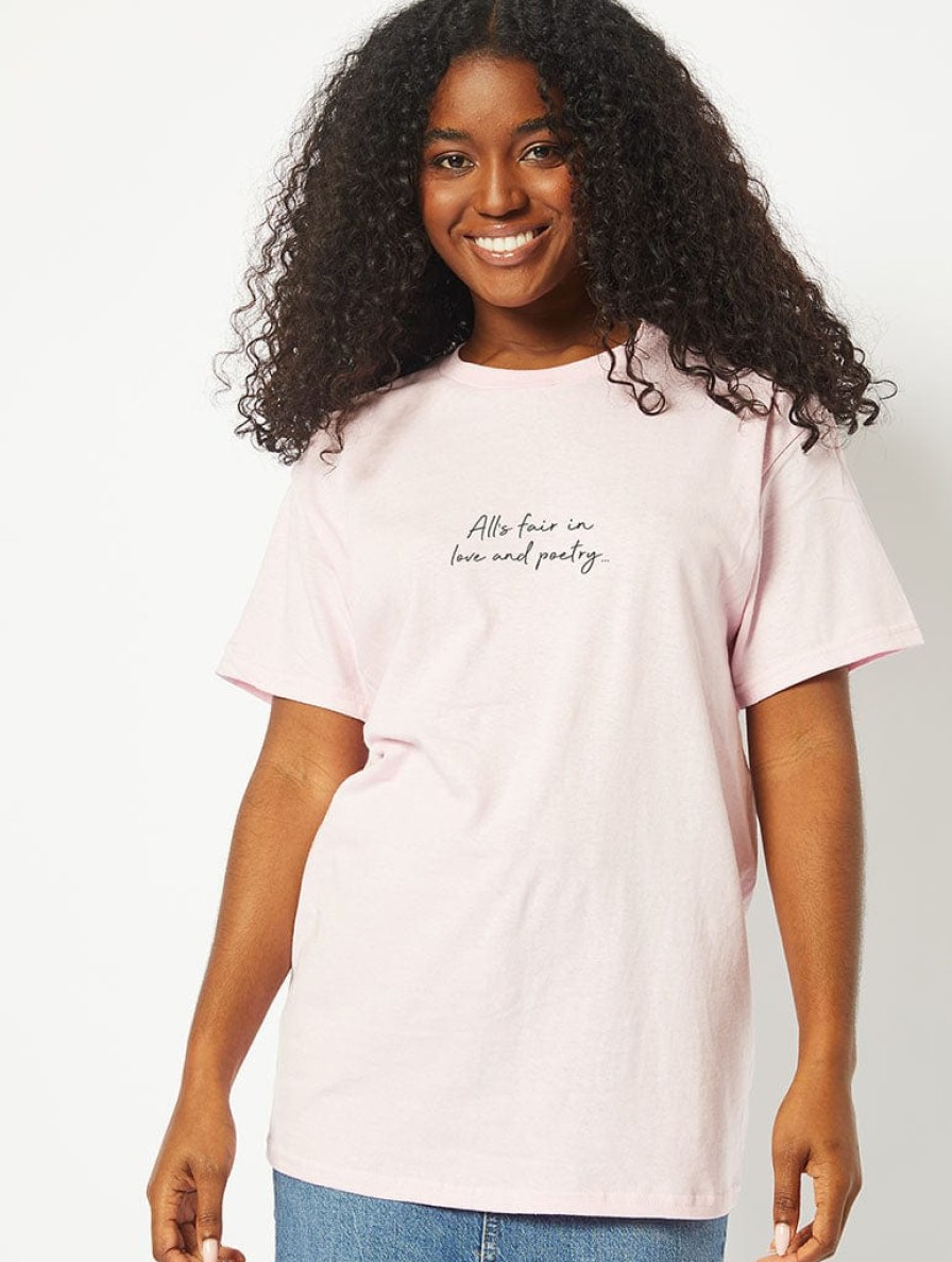 Skinnydip London All'S Fair In Love & Poetry T-Shirt In Pink Tops & T-Shirts