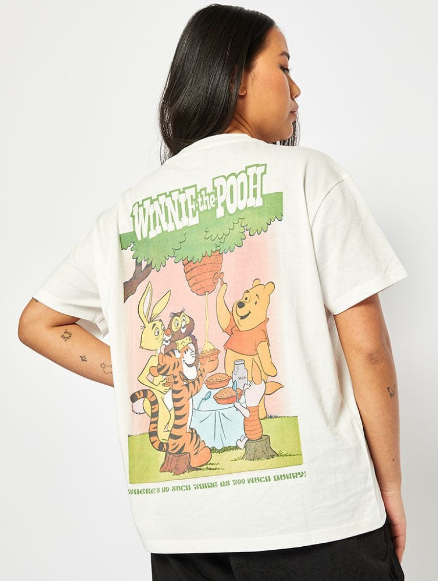 Skinnydip London Disney Winnie The Pooh Poster T-Shirt In Ecru Tops & T-Shirts