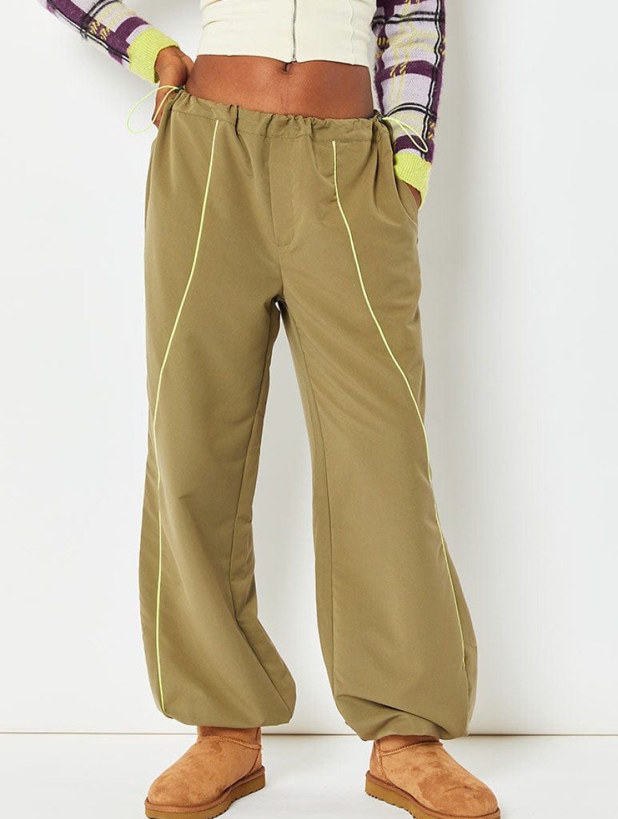 Skinnydip London Khaki Cargo Trousers With Contrast Piping Detail Bottoms