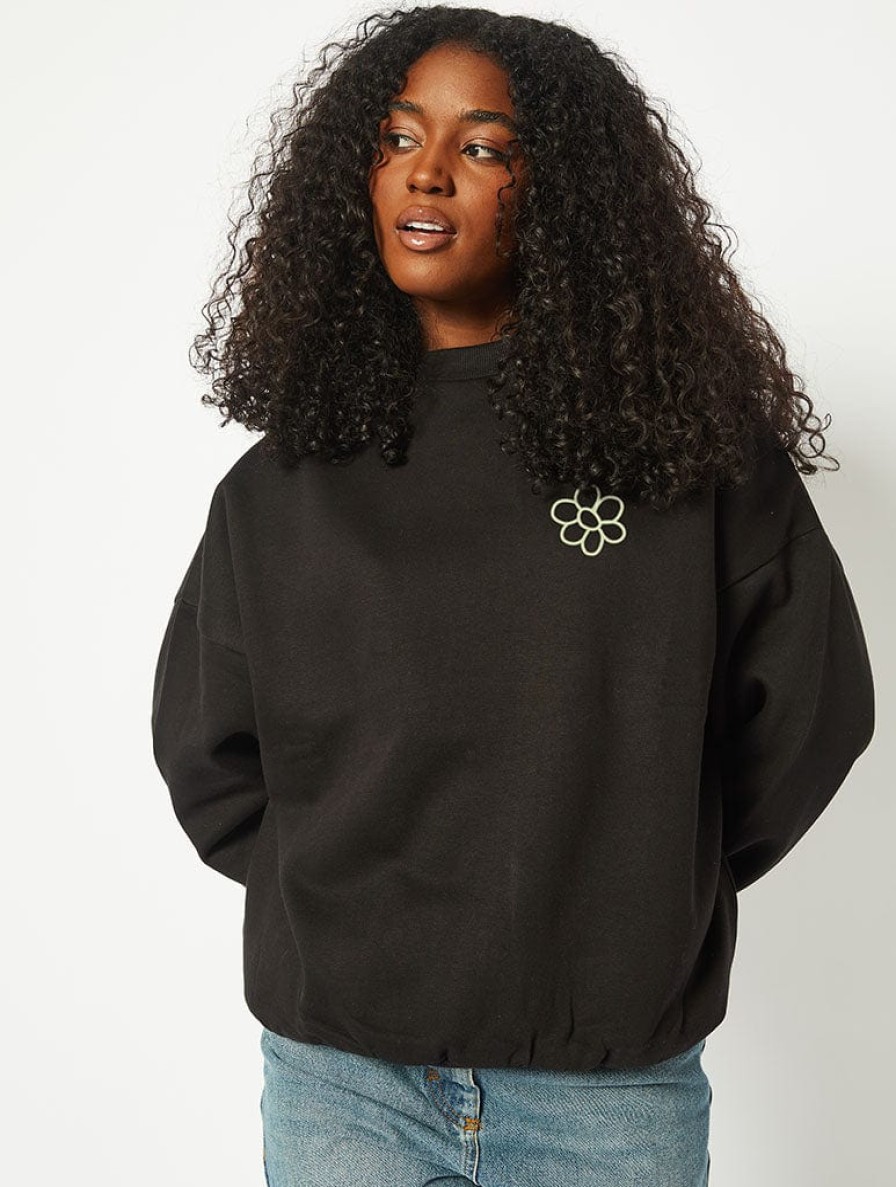 Skinnydip London Sorry If I Look Interested Sweatshirt In Black Loungewear