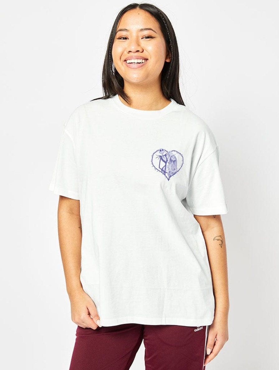 Skinnydip London Disney Nightmare Before Christmas T-Shirt In White Tops & T-Shirts