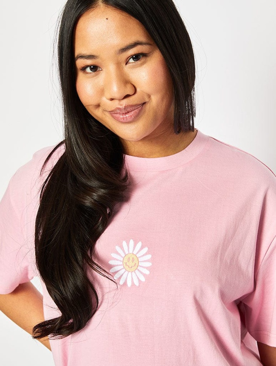 Skinnydip London Life Is No Picnic Oversized T-Shirt In Pink Tops & T-Shirts