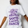 Skinnydip London Support Your Local Disco T-Shirt In White Tops & T-Shirts