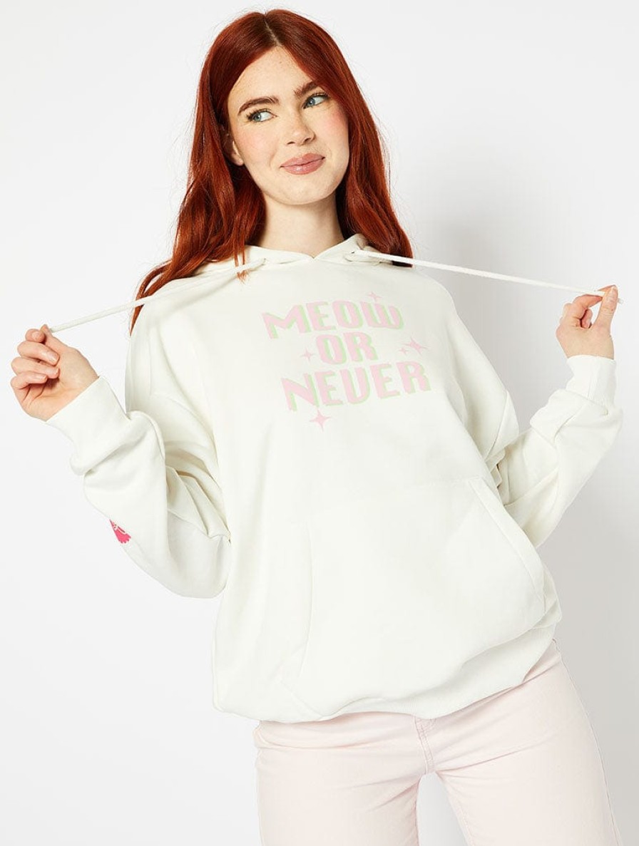 Skinnydip London Disney Marie Meow Or Never Ecru Hoodie Hoodies & Sweatshirts