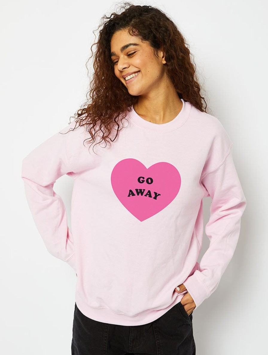 Skinnydip London Go Away Heart Sweatshirt In Pink Hoodies & Sweatshirts