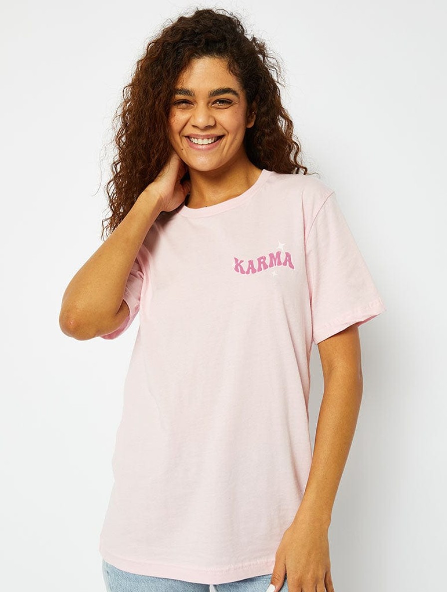 Skinnydip London Karma Is A Cat T-Shirt In Pink Tops & T-Shirts