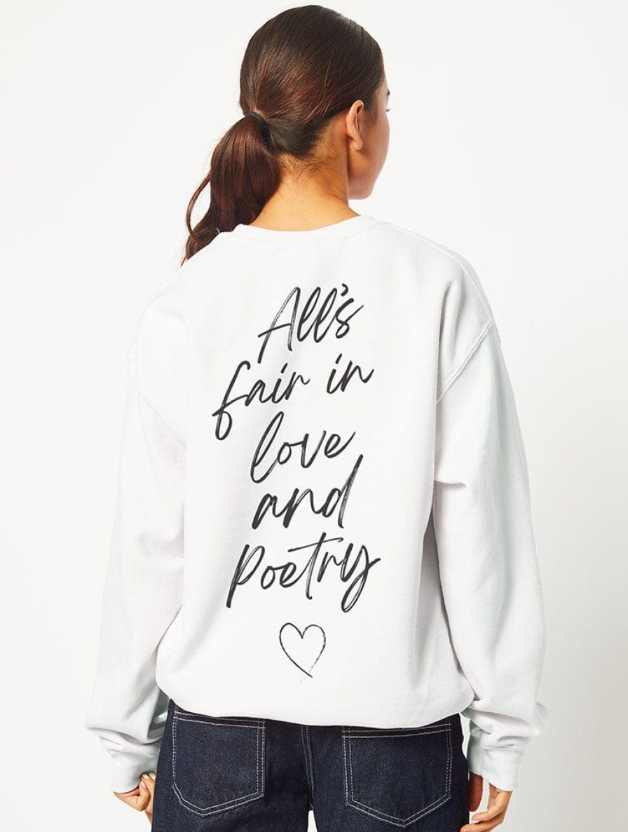 Skinnydip London All'S Fair In Love & Poetry Sweatshirt In White Loungewear