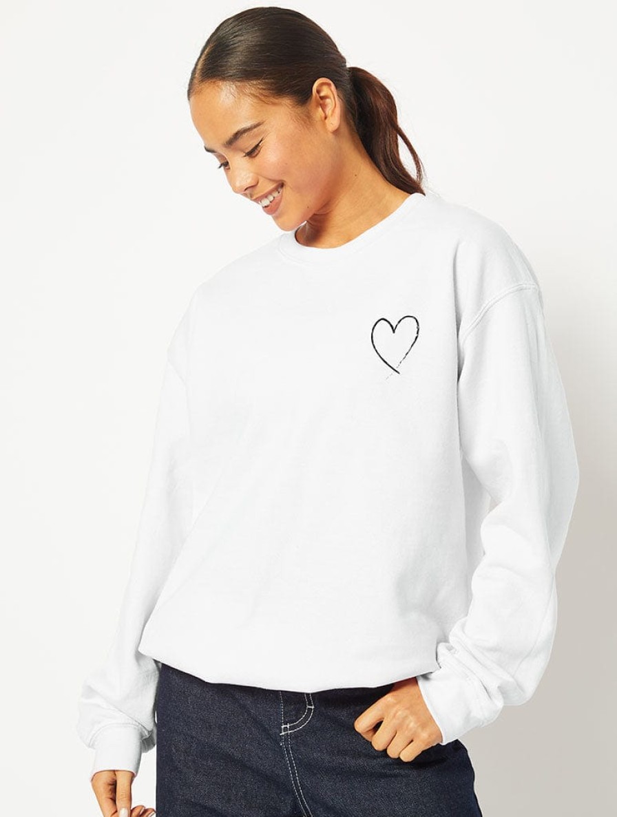 Skinnydip London All'S Fair In Love & Poetry Sweatshirt In White Loungewear