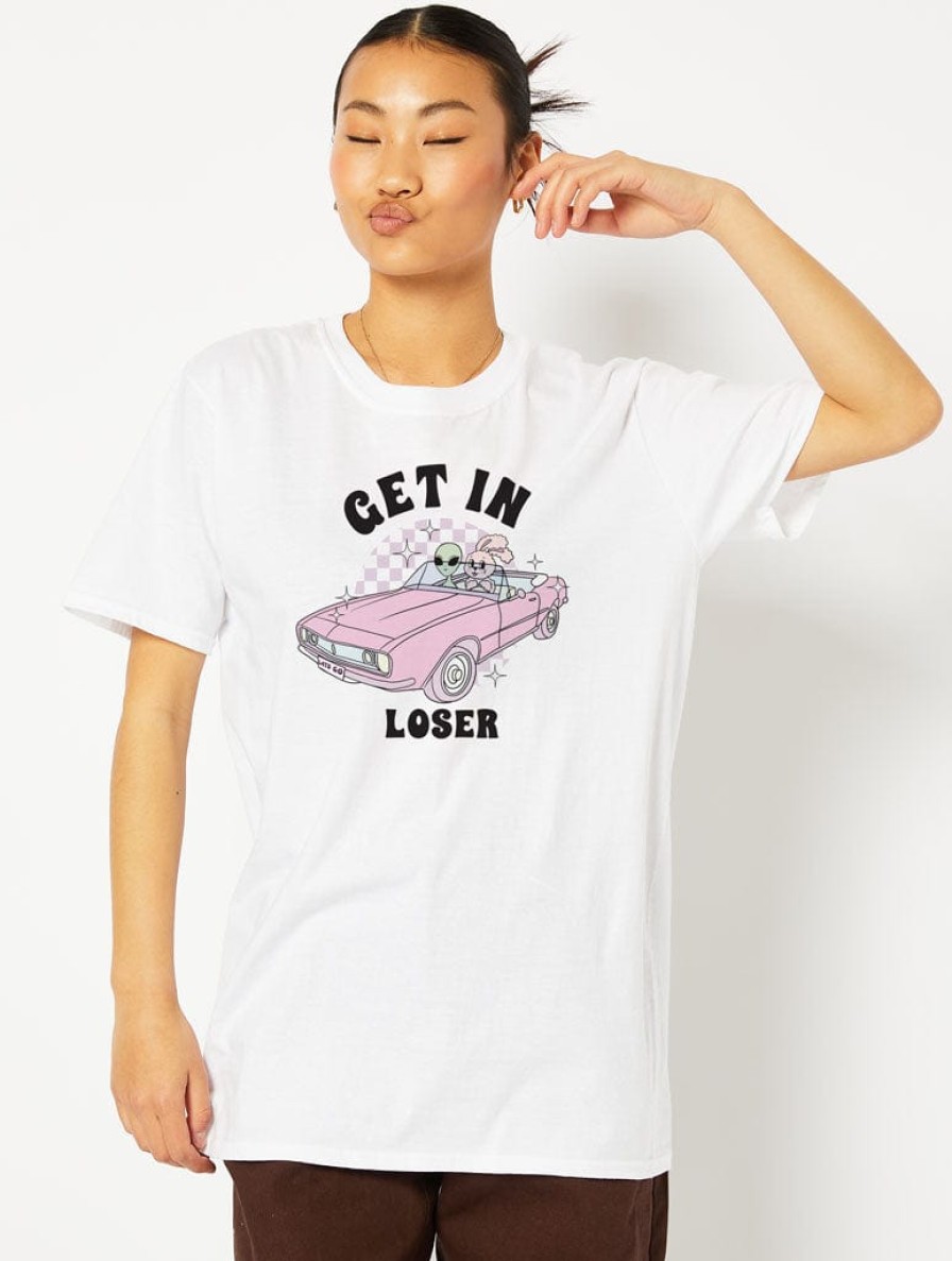 Skinnydip London Get In Loser White T-Shirt Tops & T-Shirts