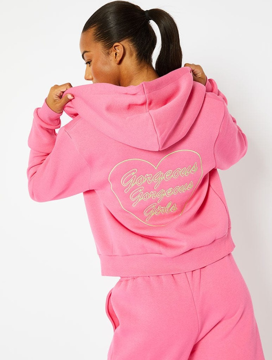 Skinnydip London Pink Gorgeous Girls Crop Hoodie Loungewear