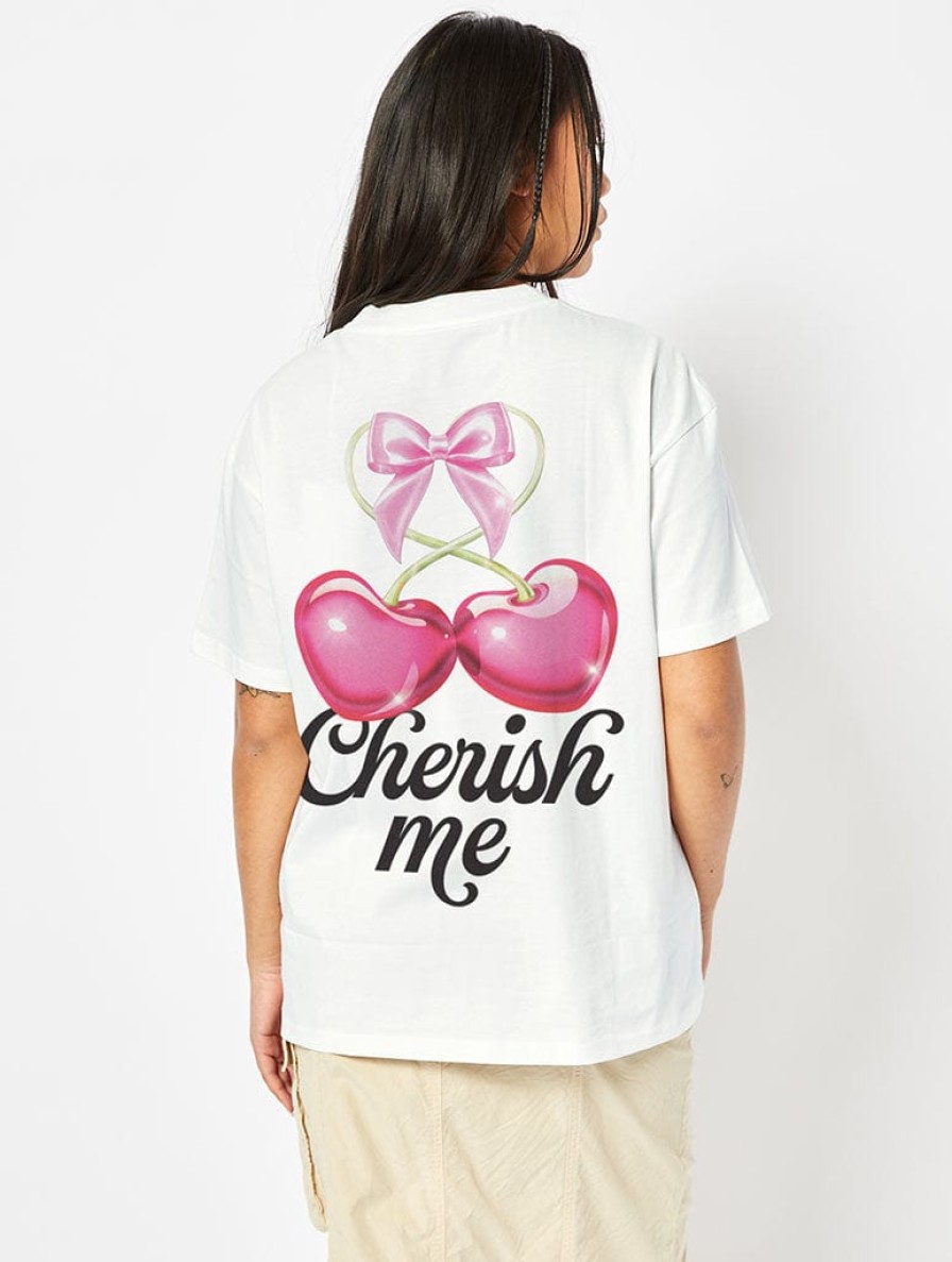 Skinnydip London Cherish Me T-Shirt In White Tops & T-Shirts