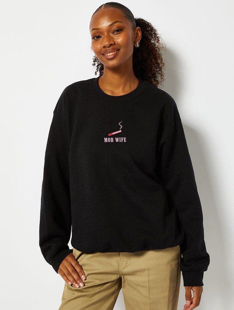 Skinnydip London Mob Wife Sweatshirt In Black Loungewear