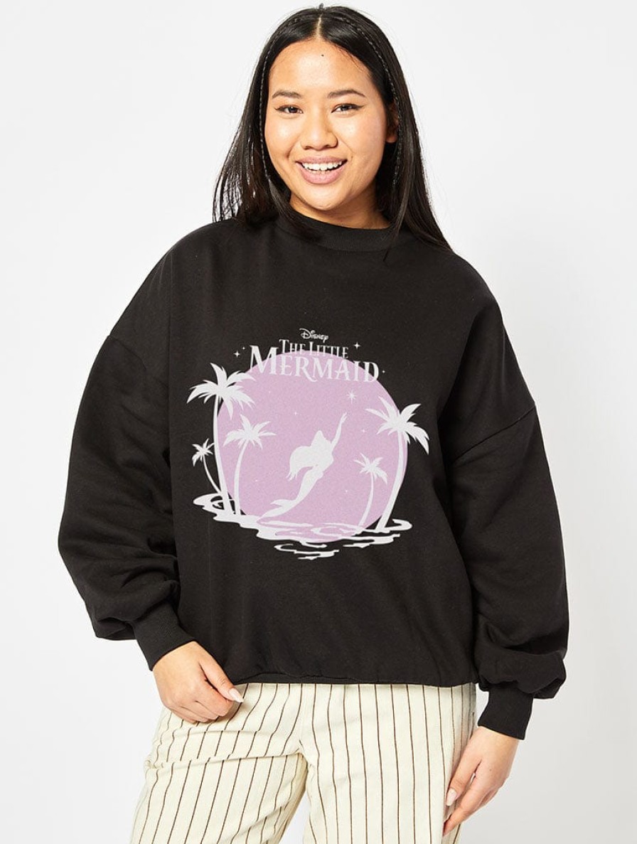 Skinnydip London Disney The Little Mermaid Sunset Sweatshirt In Black Hoodies & Sweatshirts