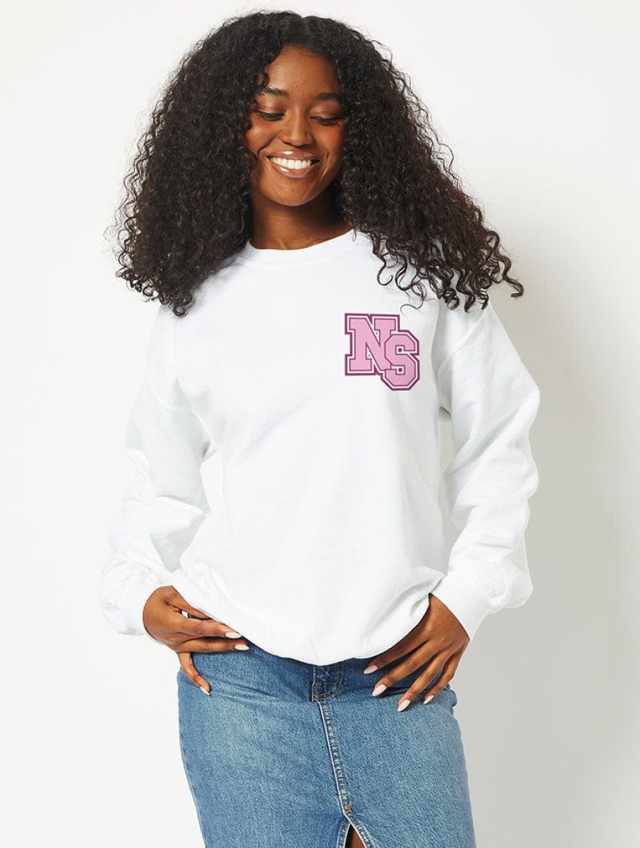 Skinnydip London Mean Girls X Skinnydip She Doesn'T Even Go Here Sweatshirt In White Hoodies & Sweatshirts