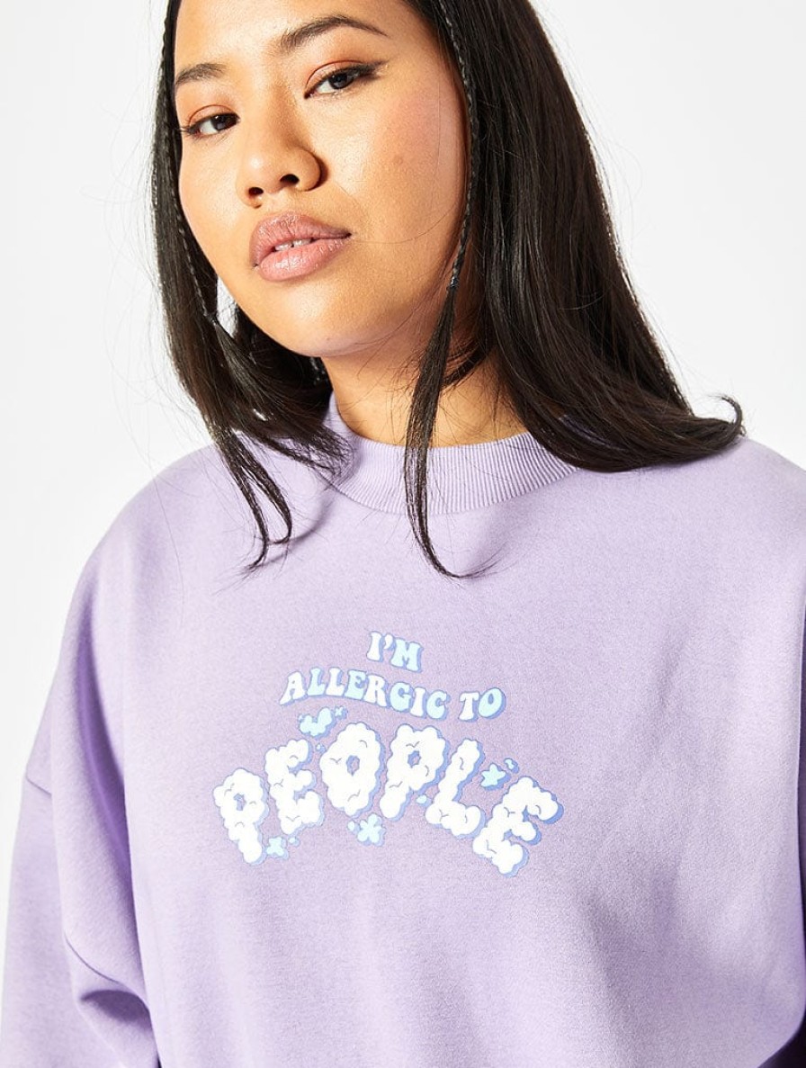 Skinnydip London Allergic To People Oversized Sweatshirt In Lilac Hoodies & Sweatshirts