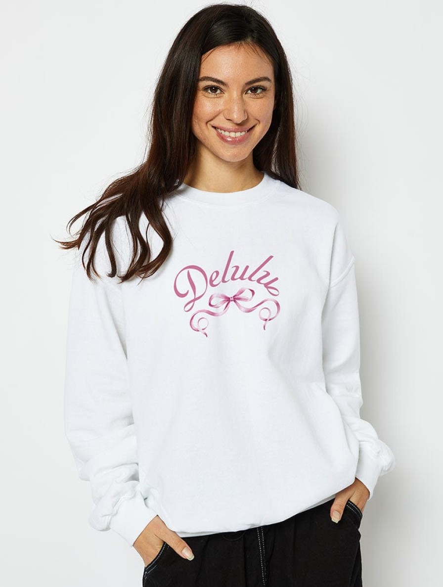 Skinnydip London Coquette Sweatshirt In White Hoodies & Sweatshirts