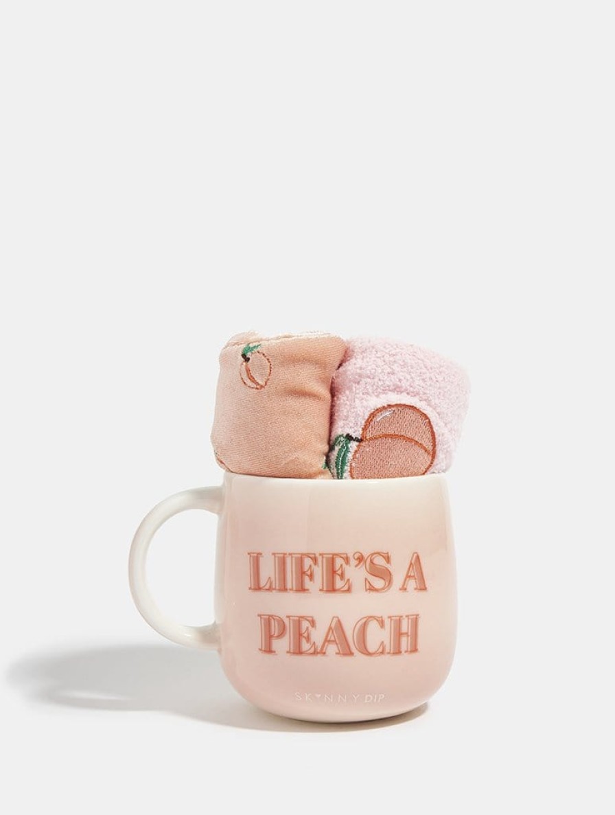 Skinnydip London Life'S A Peach Mug, Socks And Eye Mask Gift Set Socks & Tights