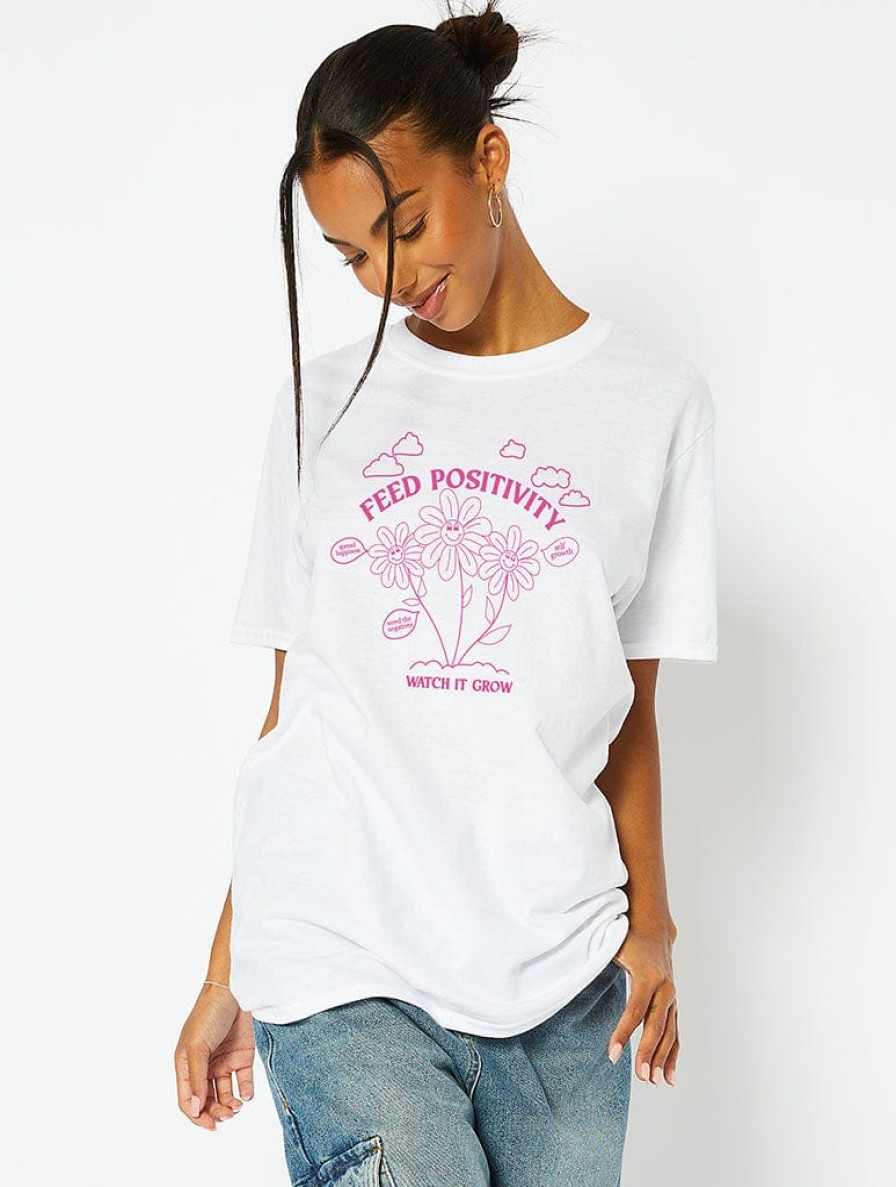 Skinnydip London Feed Positivity White T-Shirt Tops & T-Shirts