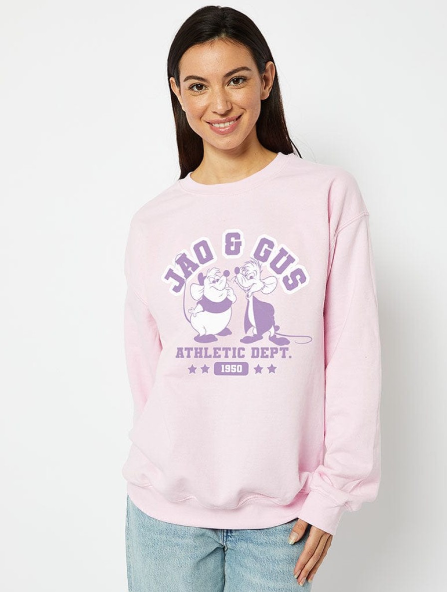 Skinnydip London Disney Jaq & Gus Varsity Sweatshirt In Pink Loungewear