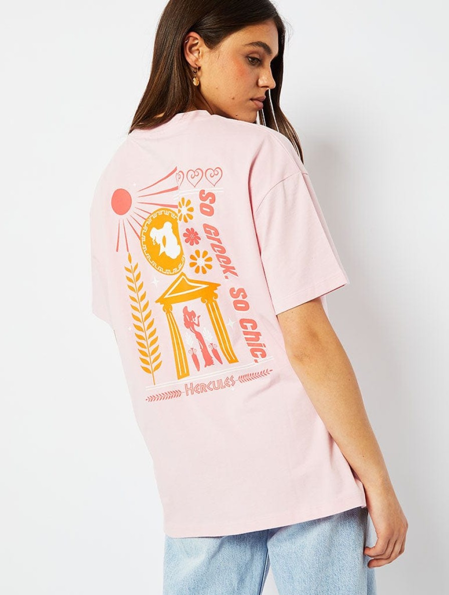 Skinnydip London Disney Hercules So Greek So Chic T-Shirt In Pink Tops & T-Shirts