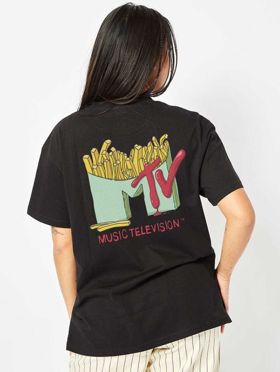 Skinnydip London Mtv Fries T-Shirt In Black Tops & T-Shirts