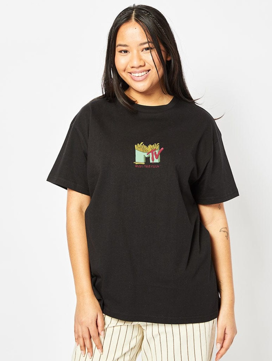 Skinnydip London Mtv Fries T-Shirt In Black Tops & T-Shirts