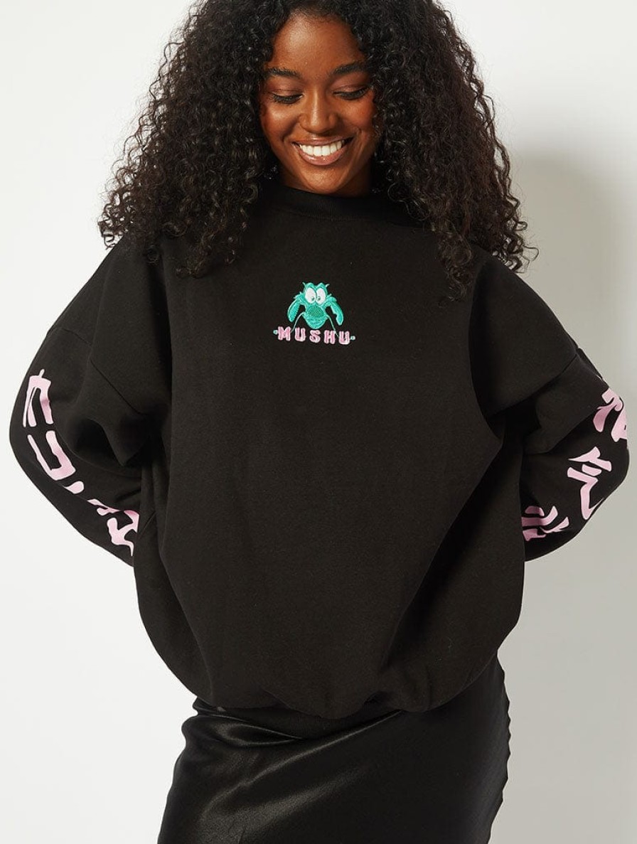 Skinnydip London Disney Mushu Oversized Sweatshirt In Black Hoodies & Sweatshirts