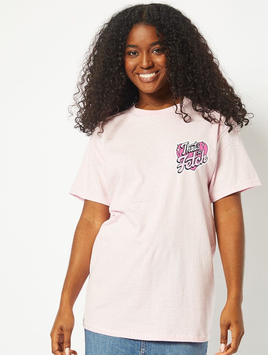 Skinnydip London Mean Girls X Skinnydip That'S So Fetch Heart T-Shirt In Pink Tops & T-Shirts