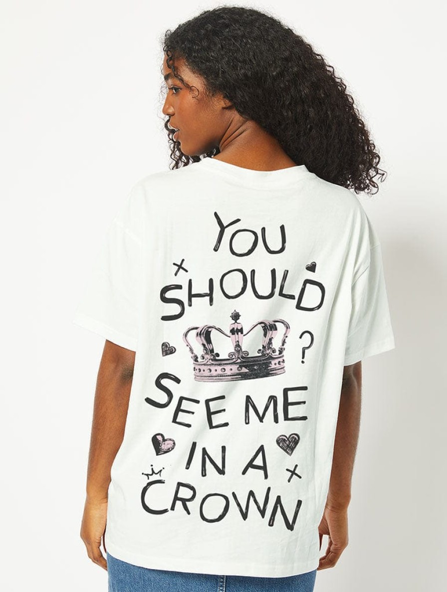 Skinnydip London You Should See Me In A Crown T-Shirt In White Tops & T-Shirts