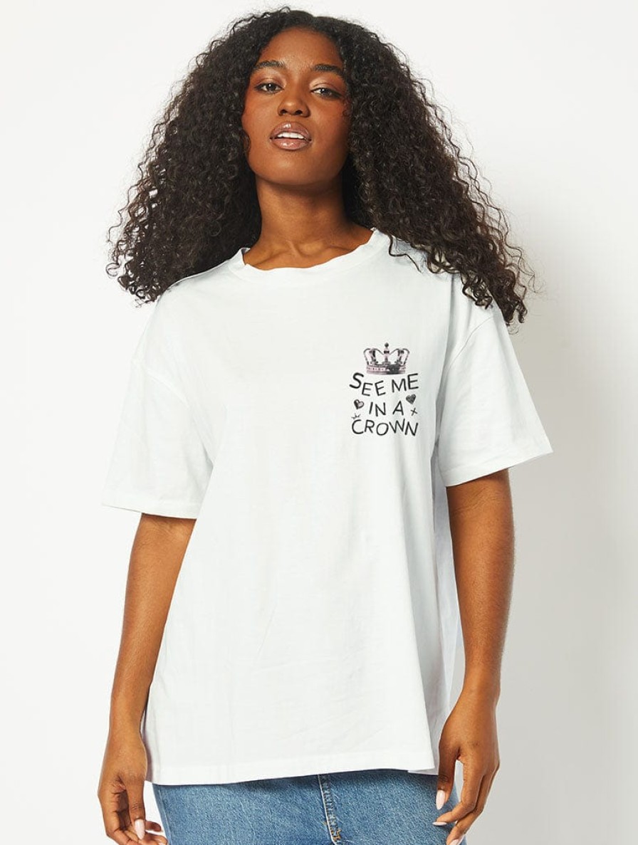 Skinnydip London You Should See Me In A Crown T-Shirt In White Tops & T-Shirts